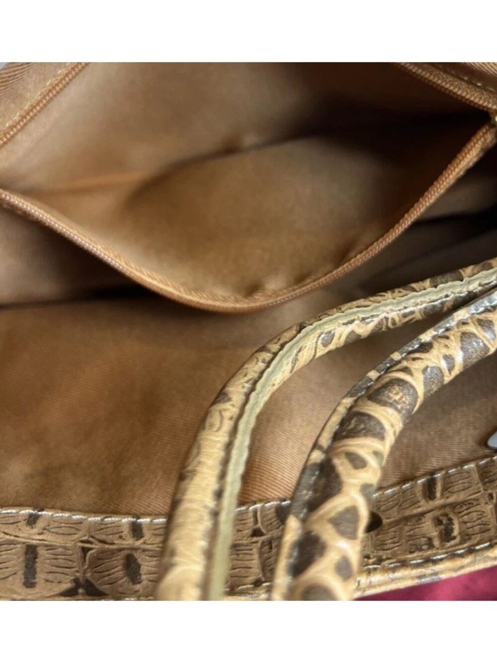 Barganza B. Bag Real Leather Brown Croc Pattern Shoulder Bag - Picture 13 of 14